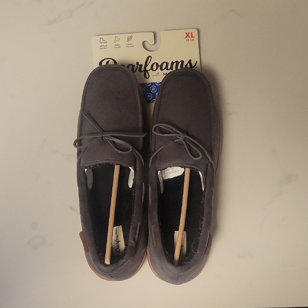 dearfoams Men's Slip-On Moccasin in Charcoal Gray